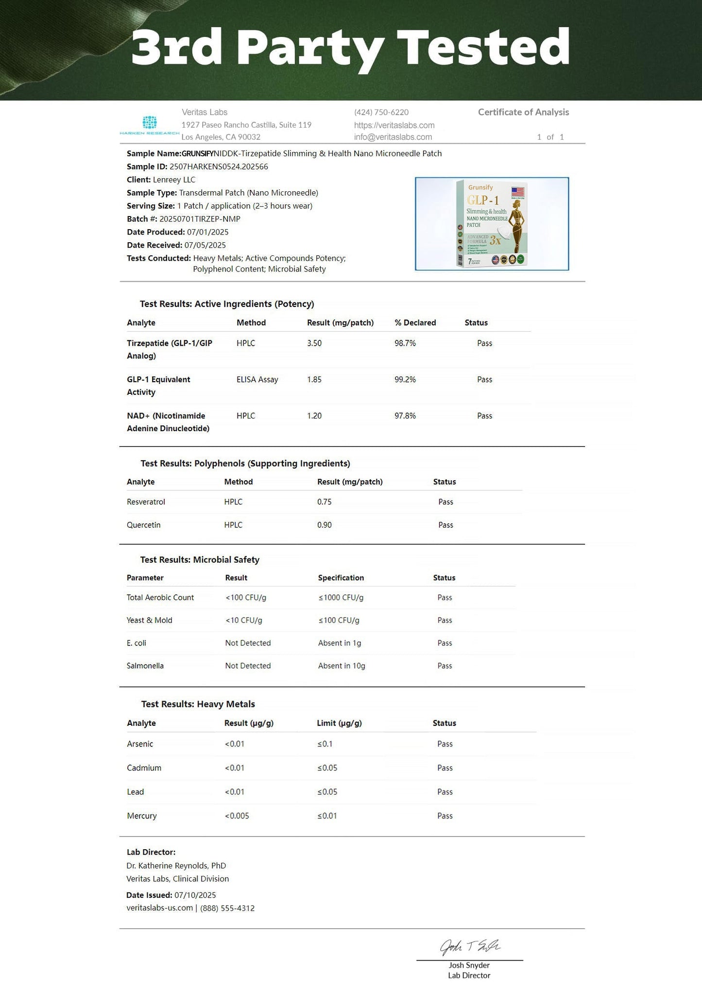 【Last Day Promotion 80% OFF】Grunsify® NIDDK-Tirzepatide Slimming & health NANO MICRONEEDLE PATCH🇺🇸👨‍⚕️（Zero Pain, 24/7 Release | Lose 20lbs FAST | 90% Sugar Drop | ）2️⃣