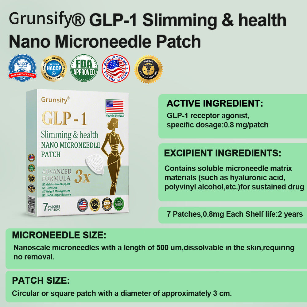 【Last Day Promotion 80% OFF】Grunsify® NIDDK-Tirzepatide Slimming & health NANO MICRONEEDLE PATCH🇺🇸👨‍⚕️（Zero Pain, 24/7 Release | Lose 20lbs FAST | 90% Sugar Drop | ）2️⃣