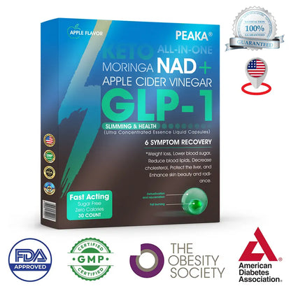 [Official Authorized Store] PEAKA® GLP-1 Slimming & Health Ultra Concentrated Essence Liquid Pearls - NAD+ Moringa & ACV (✅speedy, long-lasting, addressing diabetes, obesity, and cardiovascular diseases) - ⚡Developed by the Obesity Society